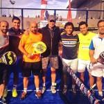 Bertín Osborne, Ángel Cuéllar y Luis Milla jugando al pádel