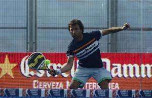 Luis Milla jogando padel no Mutua Madrid Open