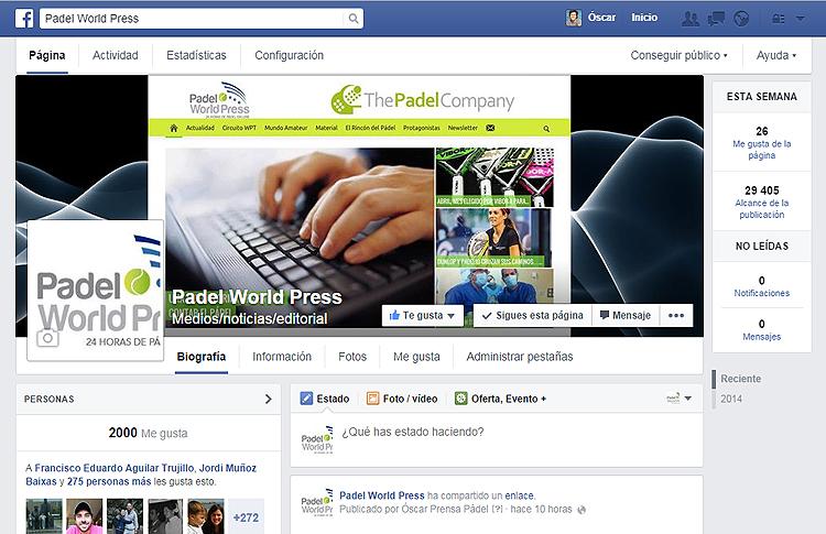 Padel World Press - Facebook で 2.000 人のフォロワー