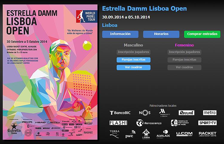 Cruzamentos e horários Estrella Damm Lisboa Open