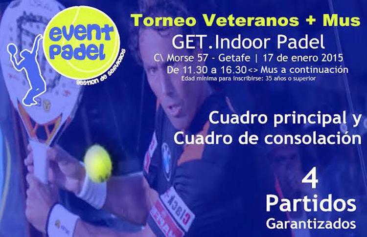 Cartel Torneo Pádel y Mus que EventPádel organiza en GET Indoor