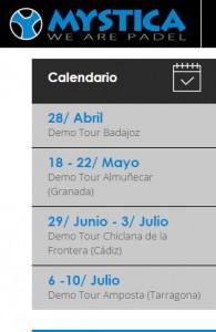 Calendario de la IIª Edición del Mystica Demo Tour