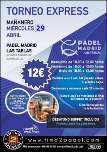 Torneo Express de Time2Pádel en Pádel Madrid Las Tablas