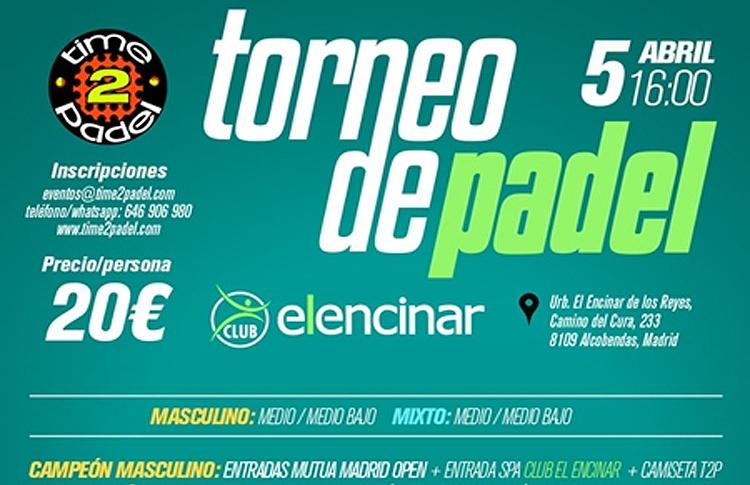 Cartaz do Torneio Time2Pádel em El Encinar