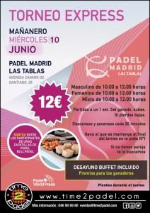 Cartaz do Torneio Mañanero de Time2Pádel em Pádel Madrid Las Tablas