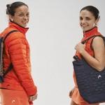 エリ・リャグノとパティ・アマトリアンは、マリア・シャラポワがデザインした新しいHEADバッグを持ってポーズをとる