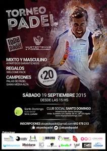 Plakat des Turniers, das A Tope de Pádel im Social Club Santo Domingo organisieren wird