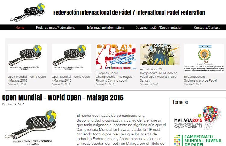 La Federacion Internacional de Pádel (FIP) aún no renuncia a la disputa del Mundial Open por Parejas 2015