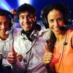 Mauri Andrini, Daniel Dios e Marta Marrero durante a primeira retransmissão do World Pádel Tour em inglês