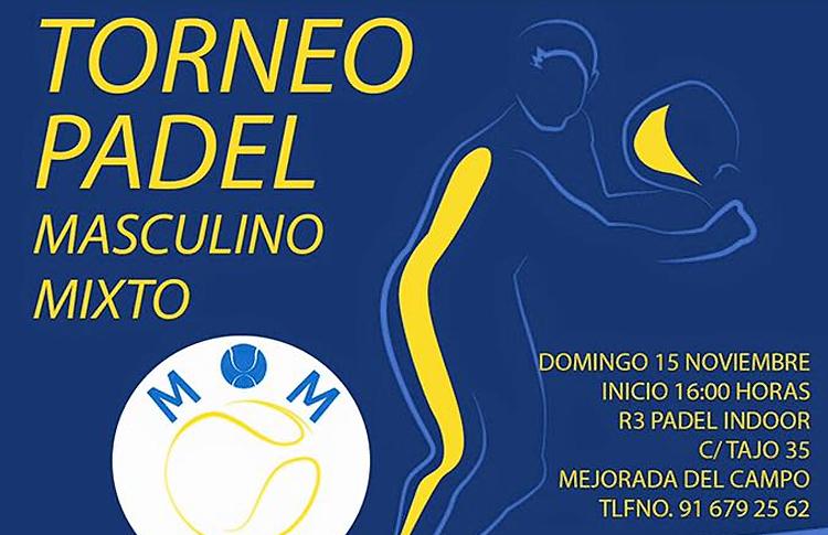 mom-fuera Cartel del torneo de MOM Padel en el Club R3 Pádel Indoor