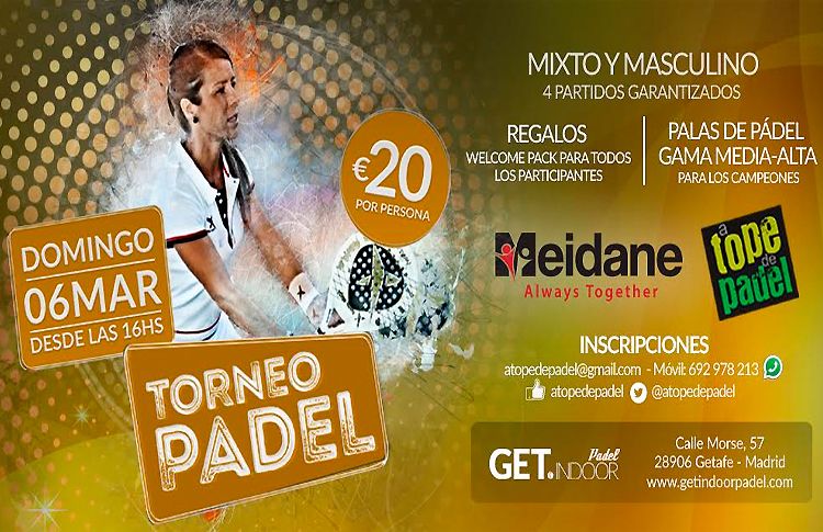 Cartaz do torneio A tope Paddle nos courts GET Indoor Padel