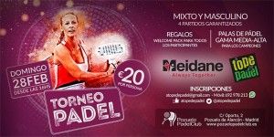 Cartel del Torneo de A Tope de Pádel en las pistas de Pozuelo Pádel Club