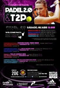 Cartel del Torneo de Time2Pádel en las pistas de Pádel 2.0