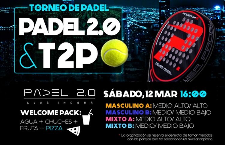 Cartaz do Torneio Time2Pádel em Pádel 2.0