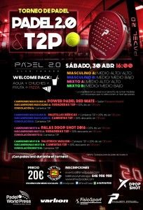 Cartel del Torneo de Time2Pádel en las pistas de Pádel 2.0
