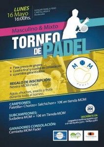Poster del torneo di paddle MOM a El Hangar