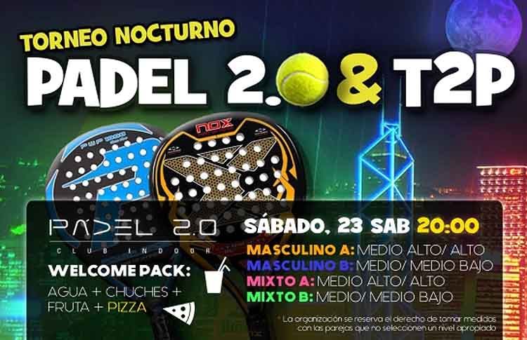 Cartel del Torneo de Time2Pádel en las pistas de Pádel 2.0