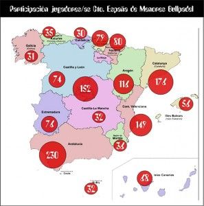 Mapa de Menores que participan en el Campeonato de España de Menores 2016