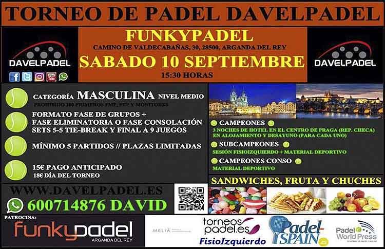 Cartel del torneo de DavelPadel en FunkyPádel