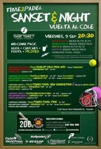 Cartel del Torneo de Time2Pádel en las pistas de Sanset Pádel Indoor