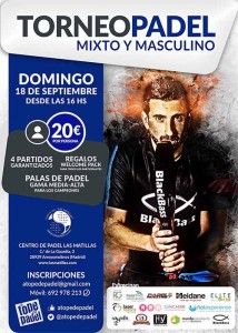 ラス・マティーリャスで開催された A Tope de Pádel トーナメントのポスター