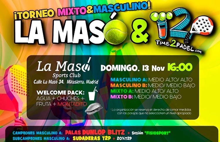 Cartaz do Torneio Time2Pádel em La Masó