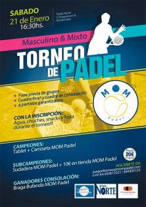 Poster of the MOM Pádel Tournament in the North Paddle tennis courts