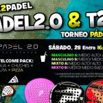 Cartel del Torneo de Time2Pádel en las pistas de Pádel 2.0