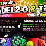 Cartel del Torneo de Time2Pádel en las pistas de Pádel 2.0