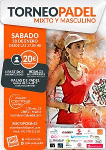 Cartel del Torneo de A Tope de Pádel en las pistas de Madrid Central Pádel