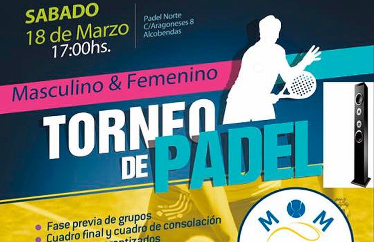 Plakat des MOM Pádel Turniers an den Hängen von Pádel Norte