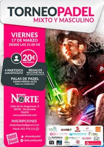 クラブ・パデル・ノルテのゲレンデにあるA Tope de Pádelトーナメントのポスター