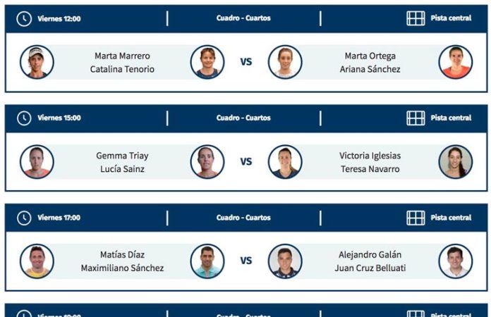 Estrella Damm Másters Finals: Orden de Juego de la segunda jornada