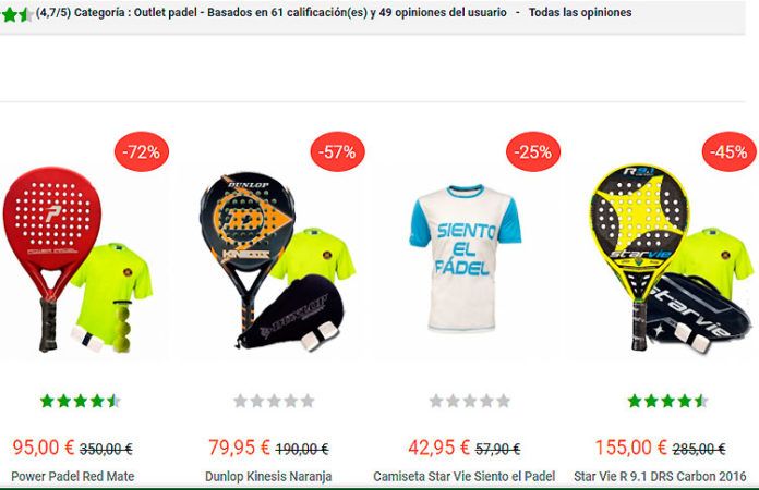 outlet Outlet de Pádel: Grandes ofertas en las mejores tiendas on-line