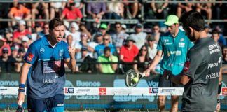 Paquito Navarro-Sanyo Gutiérrez, en acción en el Buenos Aires Padel Masters 2017