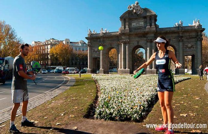 Sanyo Gutiérrez y Marta Marrero, en la Presentación del Estrella Damm Másters Finals 2017