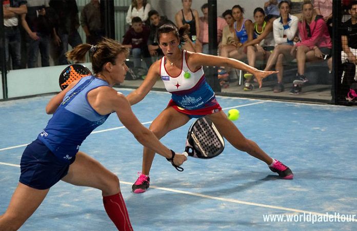 Cata Tenorio y Bea González, en acción en el Caja Rural Jaén Open 2018