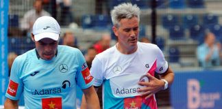 Miguel Lamperti y Juani Mieres, en acción en el Caja Rural Jaén Open 2018