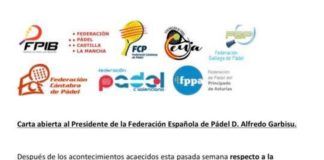 La carta de las Federaciones Autonómicas al presidente de la FEP.