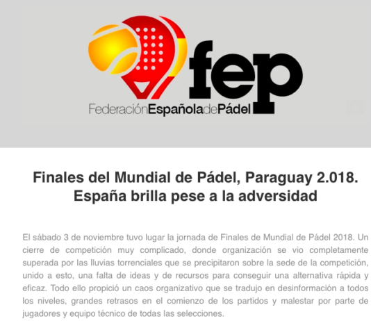 La FEP aclara por qué no se jugó la final masculina del Mundial FEP Mundial.