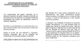 La carta de los jugadores de la FEP.