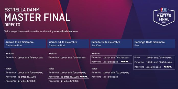 Los horarios del Master Final del World Padel Tour.