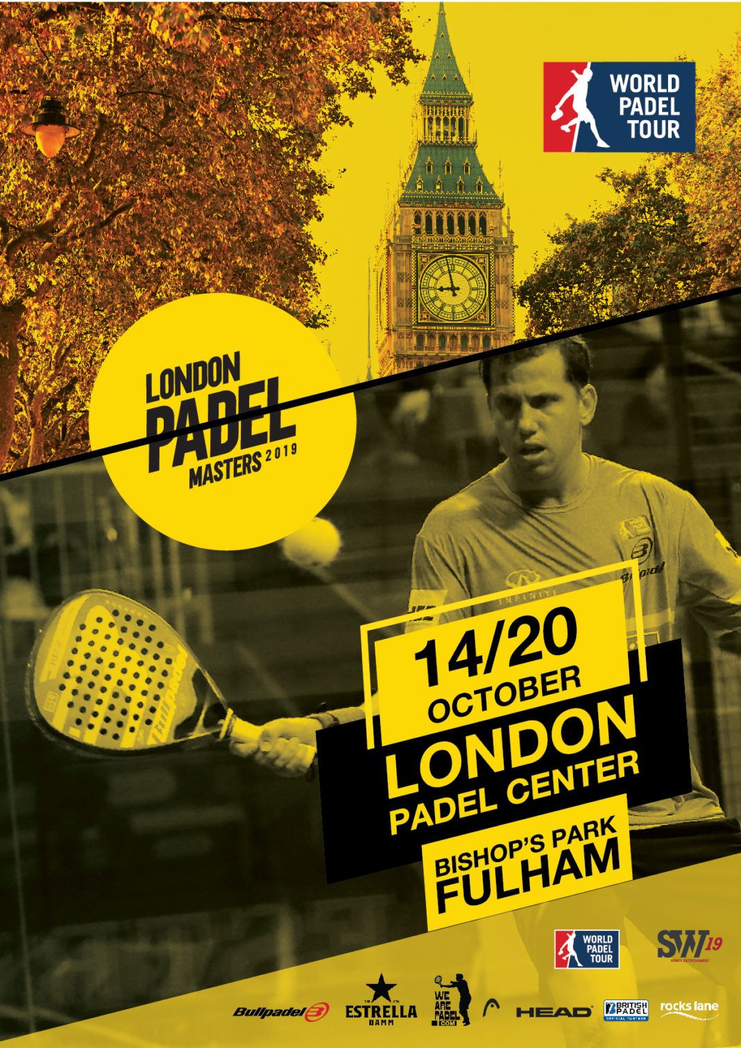 De poster van de London Master of the World Padel Tour.