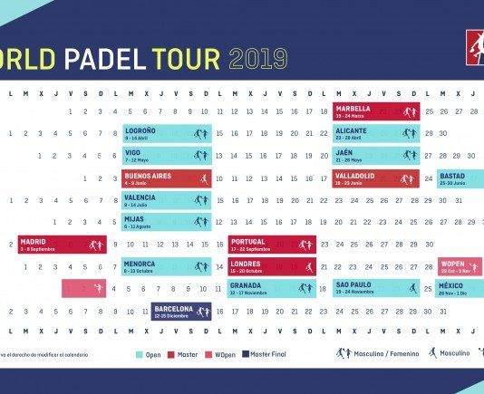 El calendario del World Padel Tour 2019.