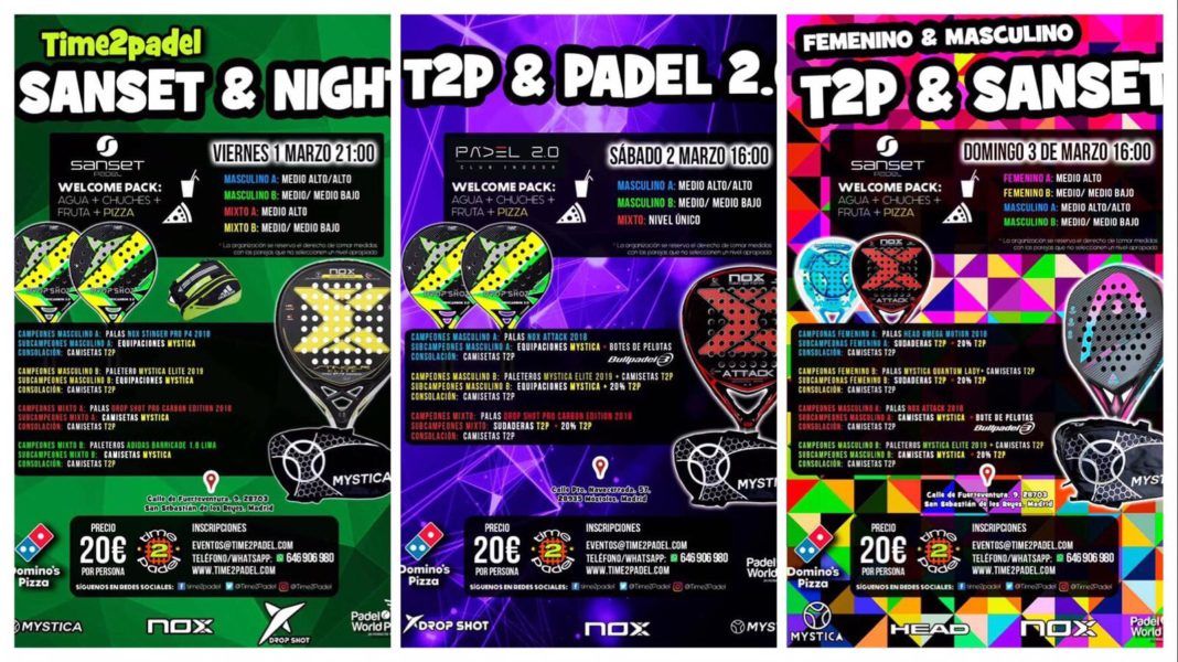 La oferta de Torneos Time2Padel para Carnaval.