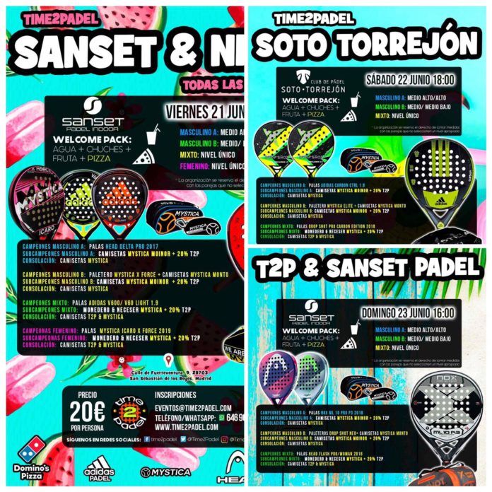 La oferta de Torneos Time2Padel para el fin de semana.