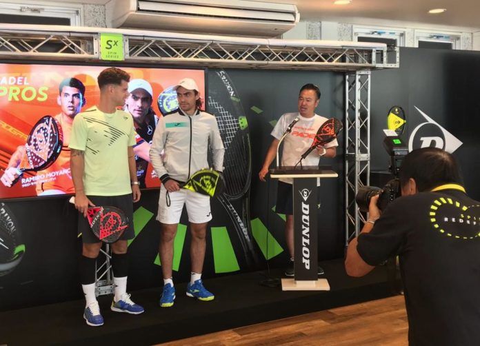 Ramiro Moya y Juani MIeres en la presentación de Dunlop Padel.