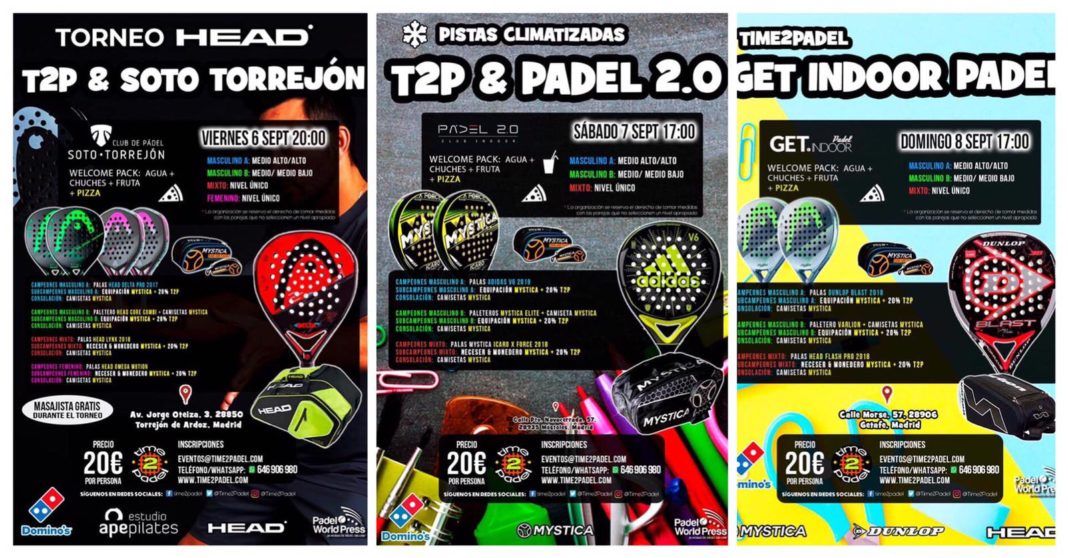 The offer of Time2Padel Tournaments.