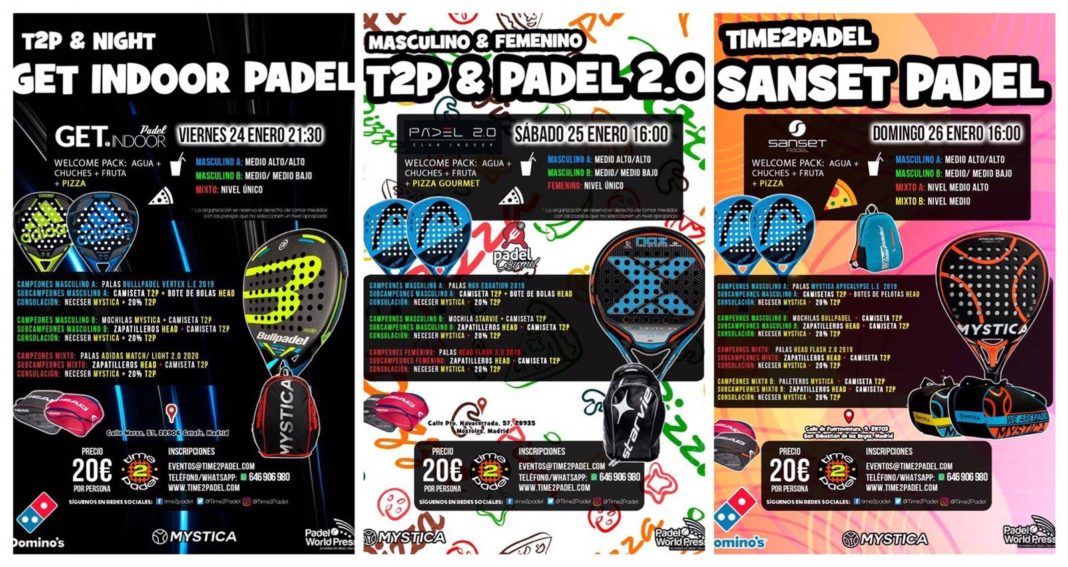 Das Angebot von Time2Padel-Turnieren.
