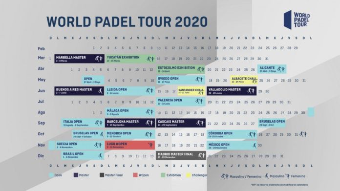El calendario del World Padel Tour 2020. El calendario del World Padel Tour 2020.